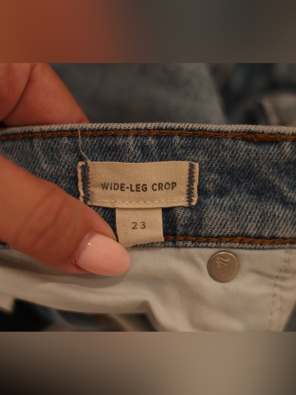 Madewell Wide-Leg Crop Jeans Button Fly Raw Hem Size 23 - Picture 4 of 9